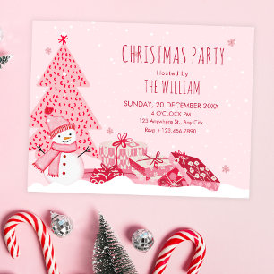 Pink playful winter christmas  invitation