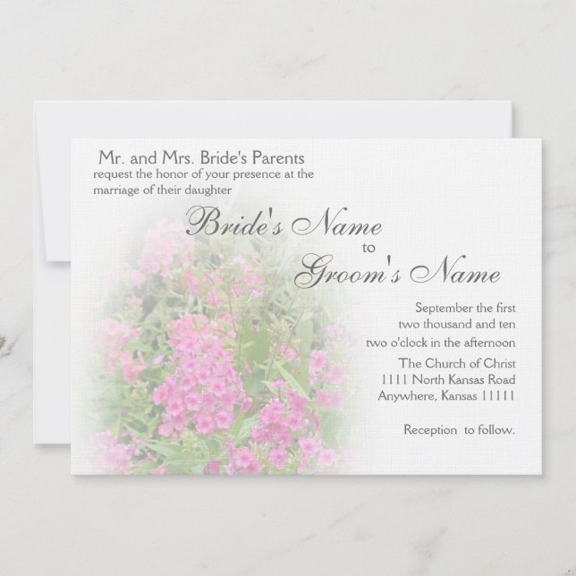 Pink Plhox Wedding 6 Invitation (Front)
