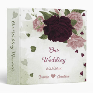pink plum burgundy flowers greenery wedding binder
