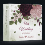 pink plum burgundy flowers greenery wedding binder<br><div class="desc">Romantic beautiful pink and plum burgundy flowers with green leaves botanical wedding photo album</div>