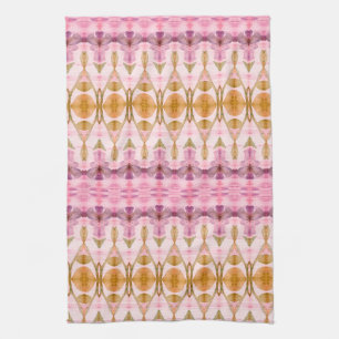 Pink Plum Olive And Gold Patterned Kitchen Towel