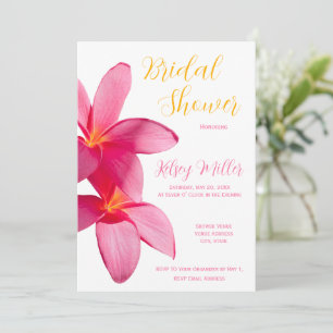 Pink Plumeria Flowers, Tropical, Floral, Bridal In Invitation
