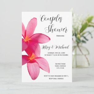 Pink Plumeria Flowers, Tropical, Floral, Couples Invitation