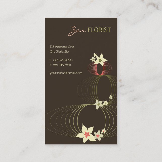 Pink Plumeria Frangipani Flowers Chic Ikebana Zen Business Card (Front)