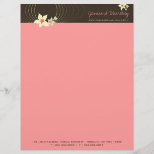 Pink Plumeria Frangipani Flowers Chic Ikebana Zen Letterhead