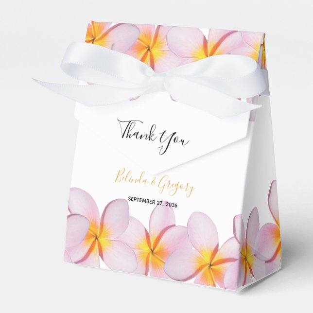 Pink Plumeria Frangipani Wedding Favor Box (Front Side)