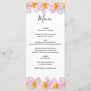 Pink Plumeria Frangipani Wedding Menu