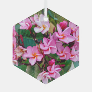 Pink Plumeria Glass Ornament