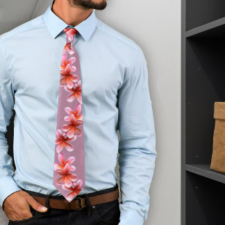 Pink Plumeria Mauve Tropical Flowers Tie