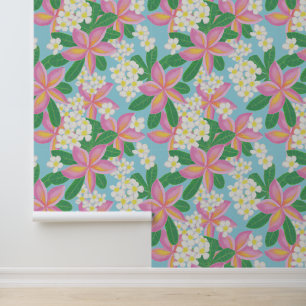 Pink plumeria pattern wallpaper