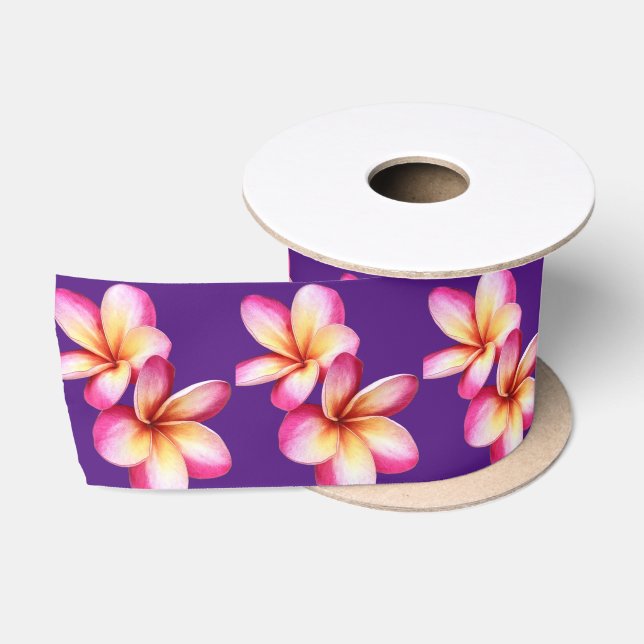 Pink Plumeria  Satin Ribbon (Spool)