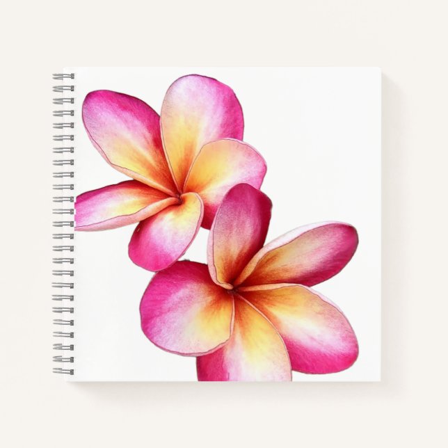 Pink Plumeria Spiral Notebook (Front)