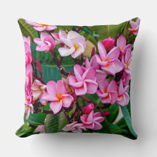Pink Plumeria Throw Pillow