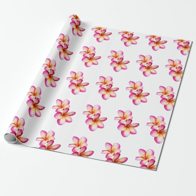 Pink Plumeria  Wrapping Paper (Unrolled)