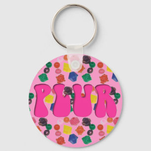 Pink PLUR Rave Kandi Keychain