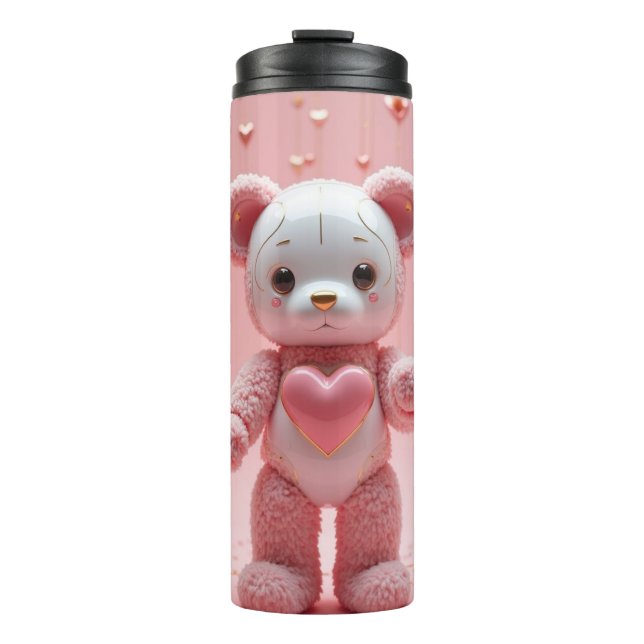 Pink Plush Robot Teddy Bear Tumbler (Front)