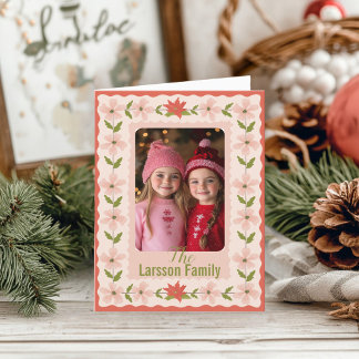 Pink Poinsettia Christmas Holiday Card
