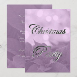 Pink Poinsettia Christmas Party Invitation Élégant