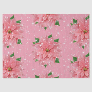 Pink Poinsettia Custom Holiday Christmas Present Tissue Paper