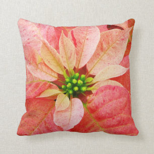 Pink Poinsettia Custom Pillow