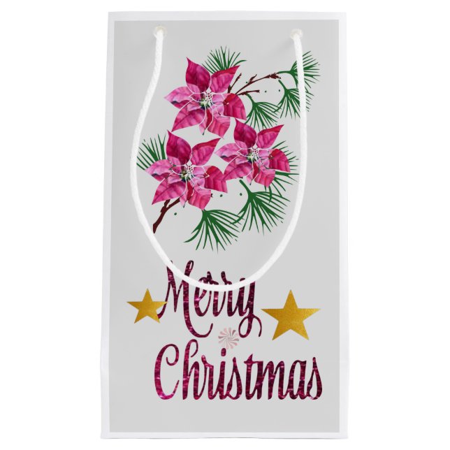 Pink Poinsettia gift bag (Front)