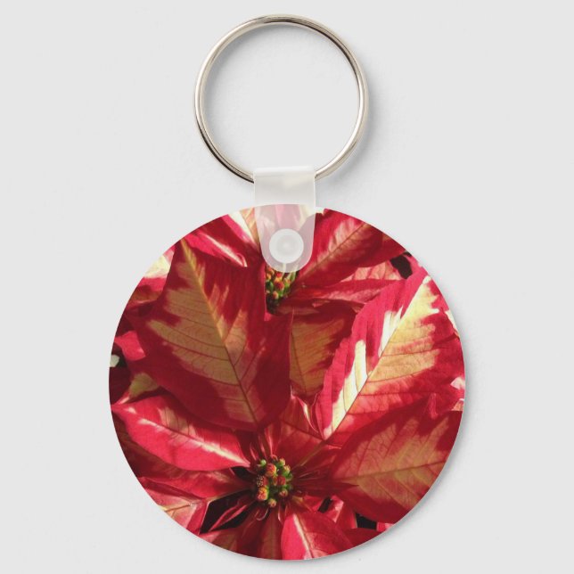 Pink Poinsettia Keychain (Front)