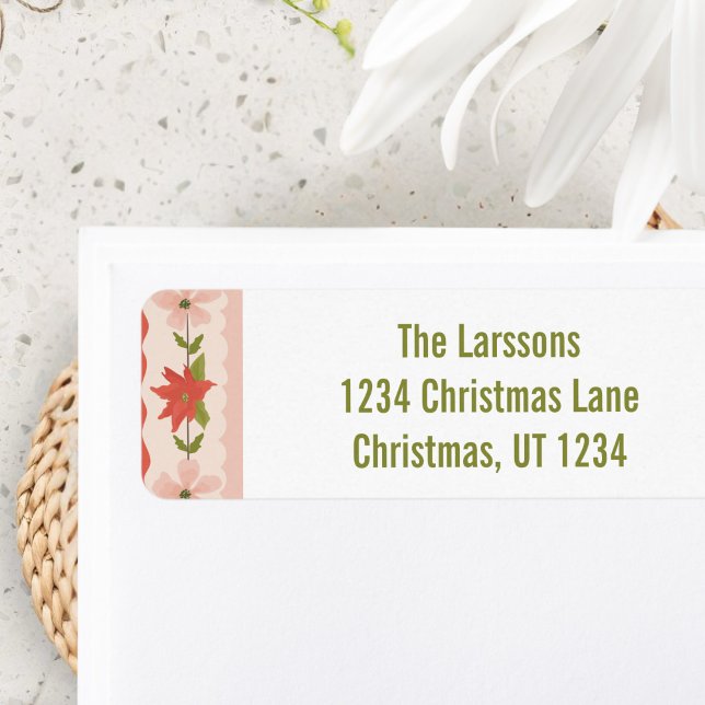 Pink Poinsettia Return Address Label (Pink Poinsettia Return Address Label)