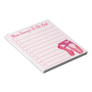 Pink Pointe Shoes Ballet Dance Teacher To Do List Notepad