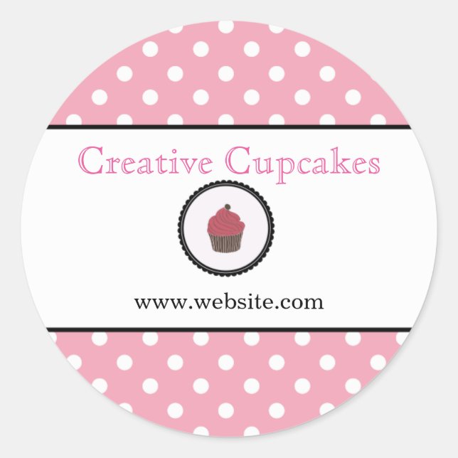 Pink Pois Cupcakes Cute Bakery Étiquette de produi (Devant)