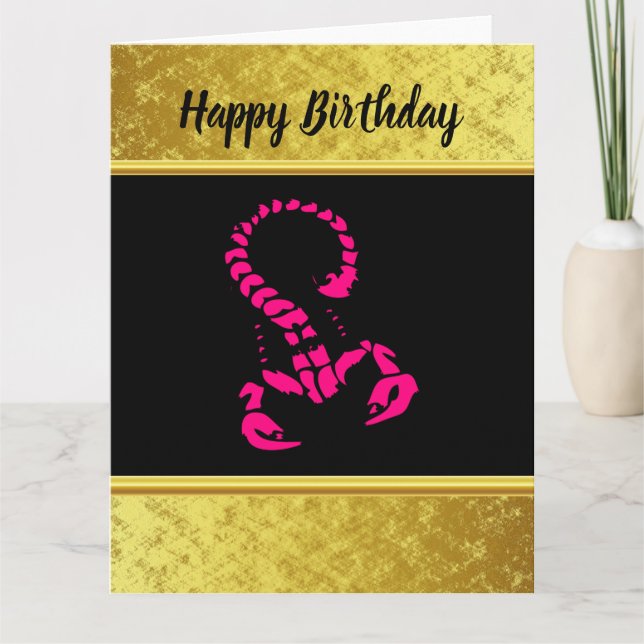 Pink poisonous scorpion very venomous insect card (Front)