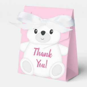 Pink Polar Bear Baby Shower Favor Box