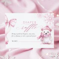 Pink Polar Bear Diaper Raffle Card