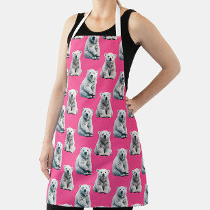Pink Polar Bear Pattern Design  Apron