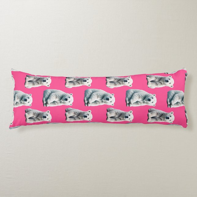 Pink Polar Bear Pattern Design  Body Pillow (Front)