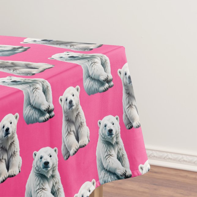 Pink Polar Bear Pattern Design  Tablecloth (Creator Uploaded)