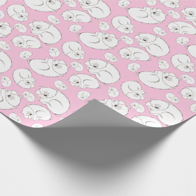Pink Polar Bear Wrapping Paper (Corner)