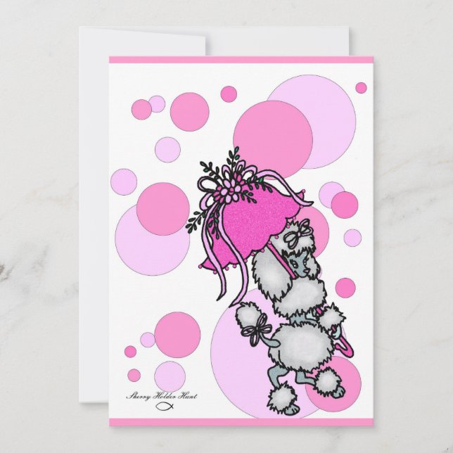 Pink Polk-a-dot Poodle Invitation (Front)