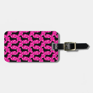 Pink Polka Dachshunds Luggage Tag