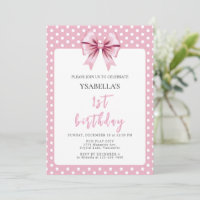 Pink Polka Dot and Bow First Birthday