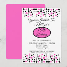 Pink Polka Dot Anniversaire Fête Invitation