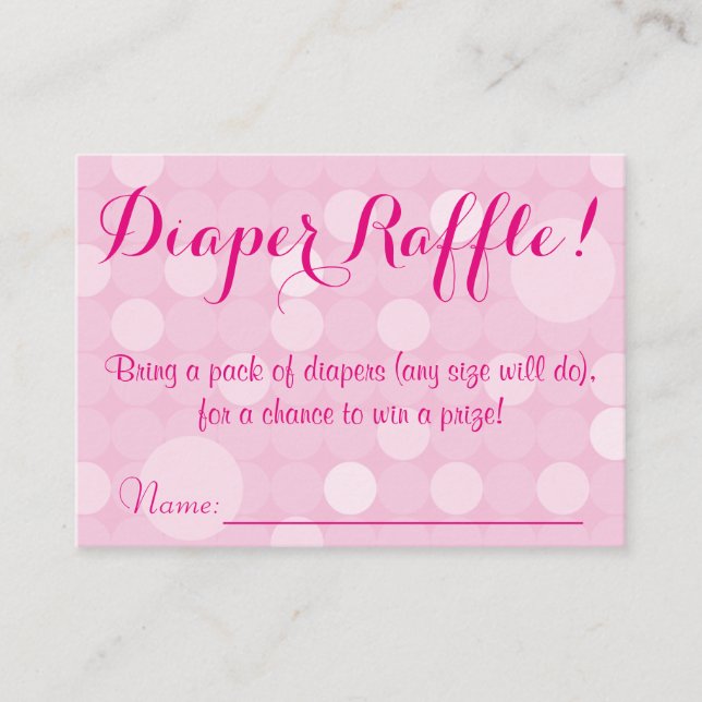 Pink Polka Dot Baby Shower Diaper Raffle Tickets Enclosure Card (Front)
