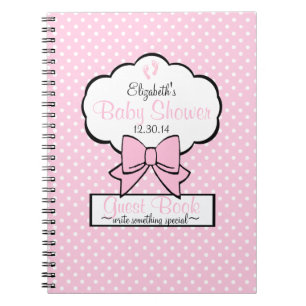 Pink Polka Dot Baby Shower Guest Book- Notebook