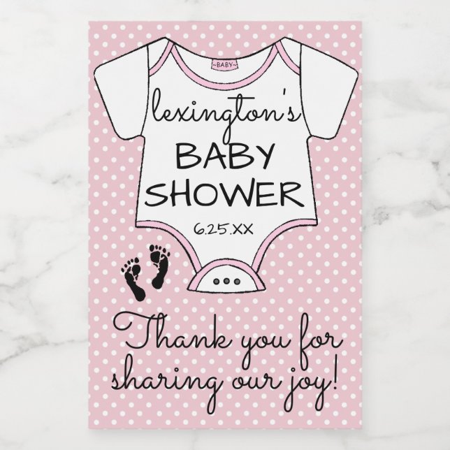 Pink Polka Dot Baby Shower Guest Favour Food Label (Single Label)