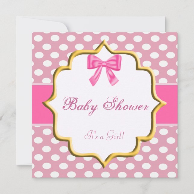 Pink Polka Dot Baby Shower Invitation (Front)