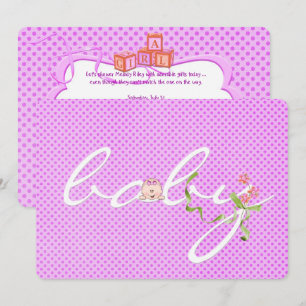 Pink Polka Dot Baby Shower Invitation