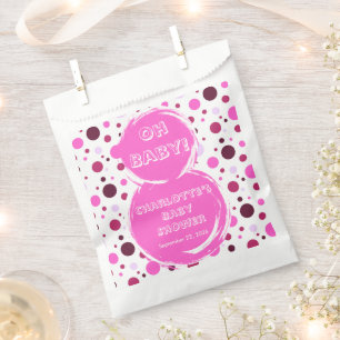Pink polka dot baby shower Paper Favour Bag