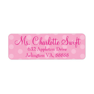 Pink Polka Dot Baby Shower Return Address