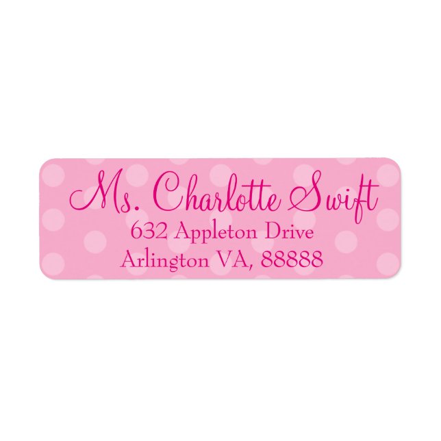 Pink Polka Dot Baby Shower Return Address (Front)