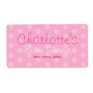 Pink Polka Dot Baby Shower Water Bottle Labels