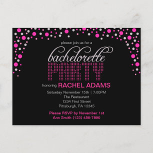 Pink Polka Dot Bachelorette Party Postcard Invite
